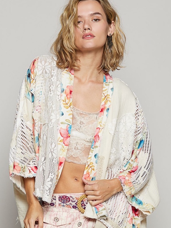 POL Tops - 348 ❤️ POL oversized floral gauze cardigan